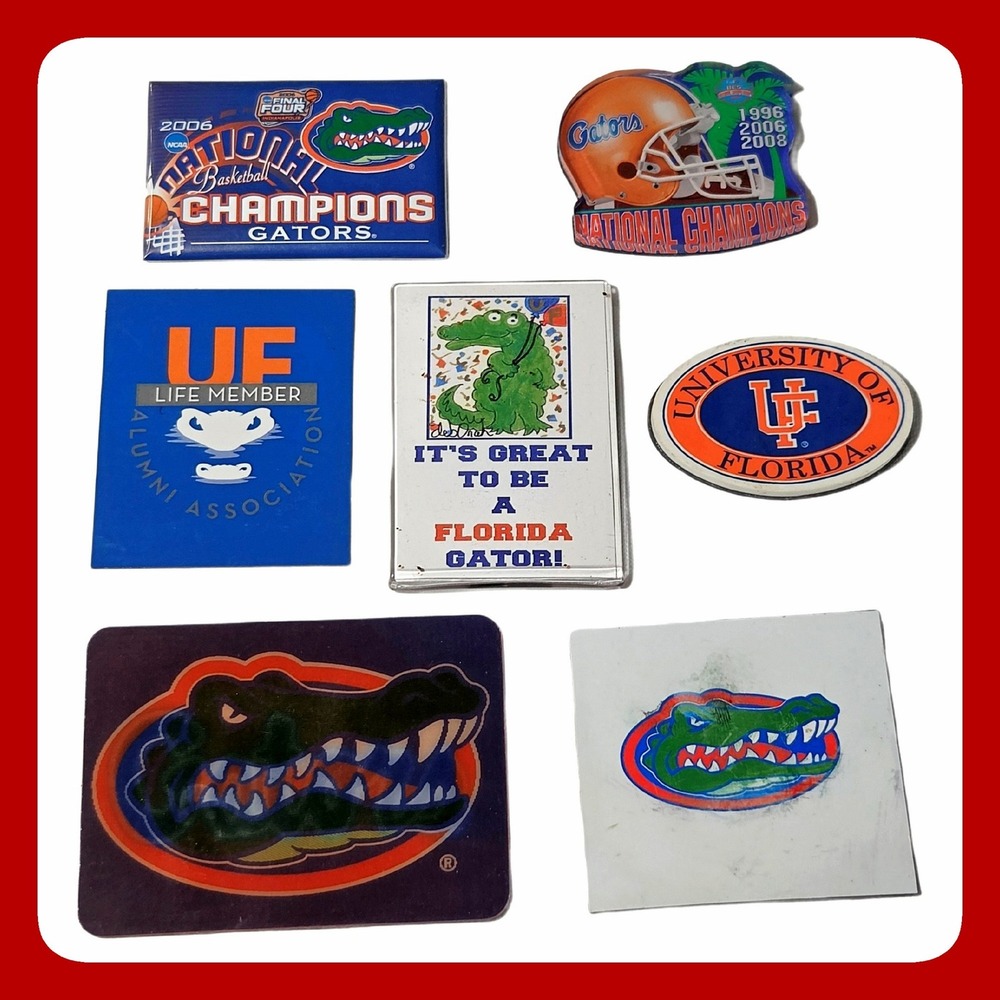 NCAA Florida Gators Vintage Sticker Magnet Decal Lot Basketball Champions 7Pc
